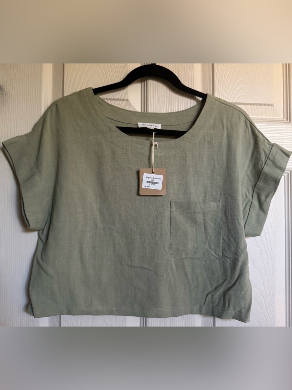 NWT Blu Pepper Linen Sage Crop Top, Various Sizes